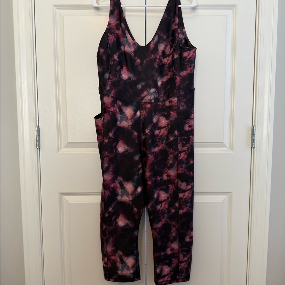 Old Navy Women's Black and Pink Tie-Dye Jumpsuit
